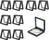 Jewelry Box - 8 Pieces - Jewel Box - Jewelry Boxes - Jewelry Holder - Small Jewelry Case - Travel Size - Transparent PE Floating Display Case - Jewelry Storage Box - 9x9cm - For Rings/Necklaces/Bracelets/Earrings/Coins/Jewelry/Watches - Black