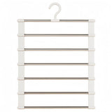 6-in-1 Trouser Hanger - Clothes Hanger - Space-Saving - Hang Up to 6 Trousers - Multiple Trousers - For Women and Men - For Trousers, Scarves, Jeans, Clothing, Towels, Skirts - 50.5x35.5 Cm - White - 1 Piece