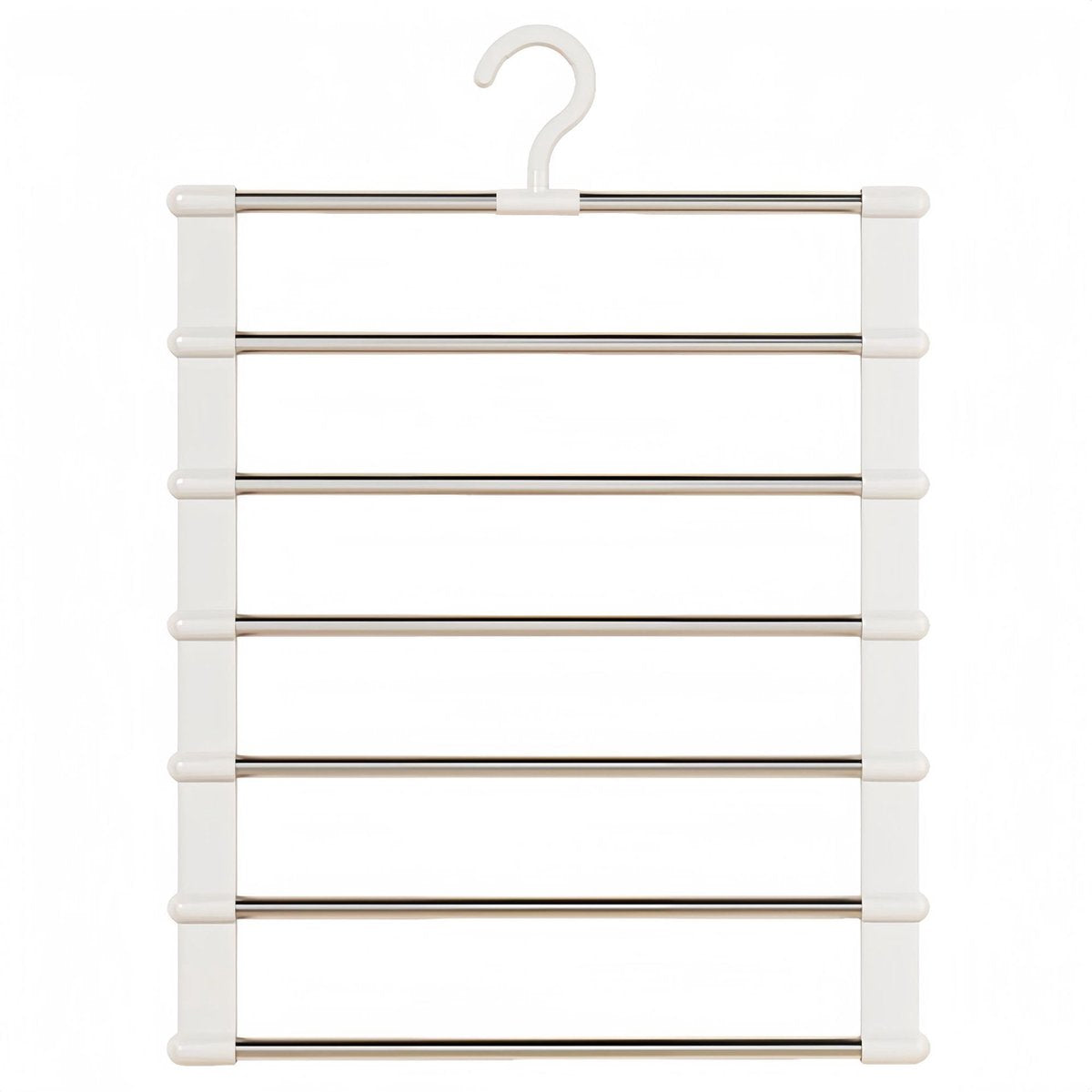 6-in-1 Trouser Hanger - Clothes Hanger - Space-Saving - Hang Up to 6 Trousers - Multiple Trousers - For Women and Men - For Trousers, Scarves, Jeans, Clothing, Towels, Skirts - 50.5x35.5 Cm - White - 1 Piece
