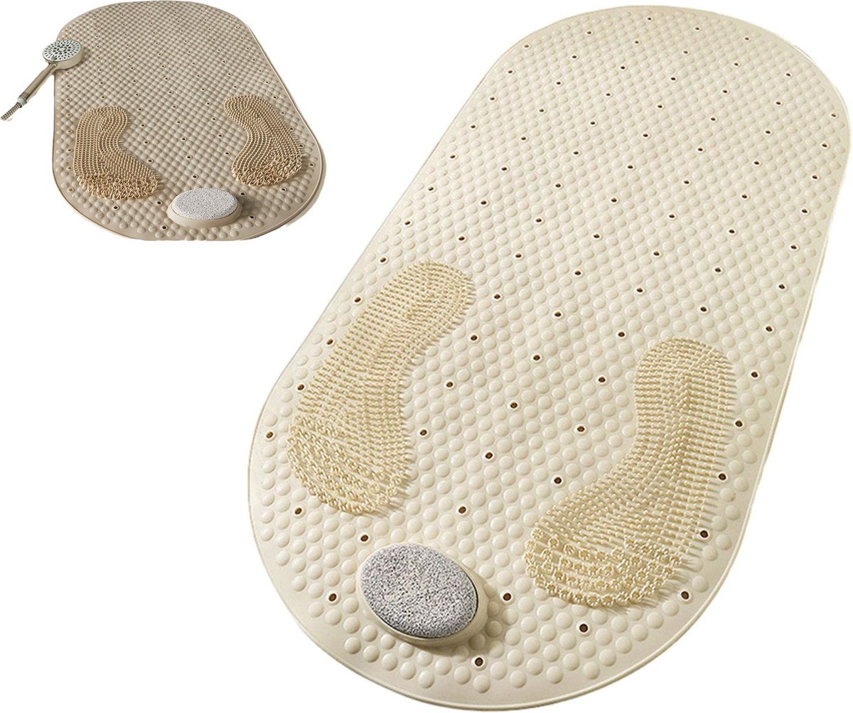 Non-Slip Shower Mat - Bath Mat with Suction Cups and Massage - Anti-Slip Shower Cabin Mat - 80x40cm - Mat for the Bath - Mat for the Bathroom - Includes Hanging Bracket - Mold Resistant & Machine Washable Bath Mats - Shower - Brown - Non-Slip Shower Mat
