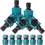 Y-Piece Tap Splitter - 2-Way Y-Manifold with 2 Separate Shut-off Valves - 2-Way Y-Manifold for a G 3/4" Water Connection with 1/2" Hose Connection - For Home and Garden Use - G 3/4" Water Distributor