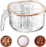 Spice Jars - Divided Spice Jar - Divided Spice Container - 4 Grids Transparent Spice Container - For Kitchen Cabinet Pantry Refrigerator - With 4 Spice Spoons