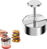 Meat Press - Burger Meat Press - Hamburger Press - Hamburger Press - Hamburger Mold - Kitchen Food Mold - Round Hamburger - Make Your Own Hamburgers - BBQ Accessories - For Delicious Hamburgers, Patties, BBQ, Hamburger Press - Silver - Stainless Steel