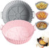 2 Airfryer Silicone Trays - Airfryer Accessories - BPA Free - 20cm - Airfryer Basket - Reusable - Baking Paper Alternative - Airfryer Liner - Round - Airfryer Silicone Baking Paper - Baking Mold - Sustainable - Non-Stick - Dishwasher Safe - Grey/Pink