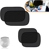 Car Sunshade - Car Sunshade Side Window - 1 Pair 50 x 30 Cm and 1 Pair 44 x 38 Cm - Baby Car Sunshade - Electrostatic Adsorption - Privacy Protection - Car Sun Protection - UV Protection - Side Window - Safe Driving - With Storage Bag - Black