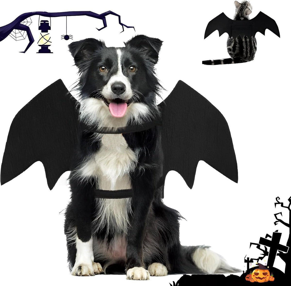 Dog - Cat - Creative Animal Clothing - Dog Costume - Halloween - Christmas - Bat Wings - Cat Clothing - Christmas Clothing - Bat Wings Costume - Black - for Home / Party / Festival / Christmas / Halloween / Christmas