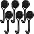 Towel Hook - Hooks - Hooks - With Hooks - 24 Kg Magnetic Hooks - Heavy Duty Strong Magnets - For Grill Ceiling Magnetic Board Kitchen Office - For Kitchen Fridges - 360 Degree Rotatable Neodymium Magnetic - 6 Pieces - Black