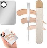 Professional Mixing Palette Set - Transparent Makeup Mixing Palette & Spatula - Makeup Palette - Makeup Mixing Palette - Cosmetic Mixing Palette - For Makeup, Nail Art - Silver
