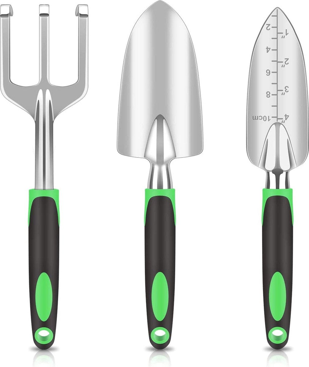 3-Piece Garden Tool Set - Gardening Set - Garden Kit - Tools for the Garden - Hand Tools - Garden Shears - Ideal Garden Gift for Women and Men - For Garden Lovers - Green