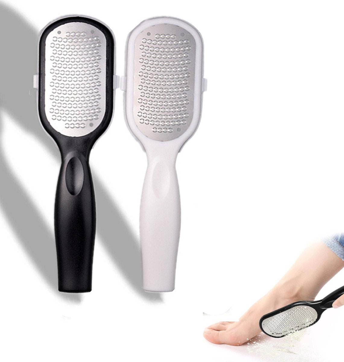 Professional Foot File - 2 Pieces - Callus File - Callus Rasp - Callus Shaver - Professional Callus Removers - Pedicure - Callus Rasp - Ergonomic Design - Stainless Steel - For Wet and Dry Use - Foot Care Callus - Callus Remover - Black and White