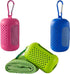 Three-pack cooling towels - Cooling microfiber - Polyester - Sports towel - Cooling towel - Fast-drying and sweat-wicking - Includes a portable silicone sleeve - Suitable for fitness, outdoor activities, and sports - Unisex