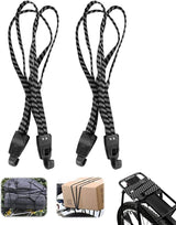 Elastic Straps - 2 Pieces - Flat Quick Straps - Universal - Adjustable Luggage Straps - Flat Rubber Ropes - Elastic Band - Transport Secure - For Bicycle Car Elastic - 65 Cm - Quick Straps With Double Hook - Black