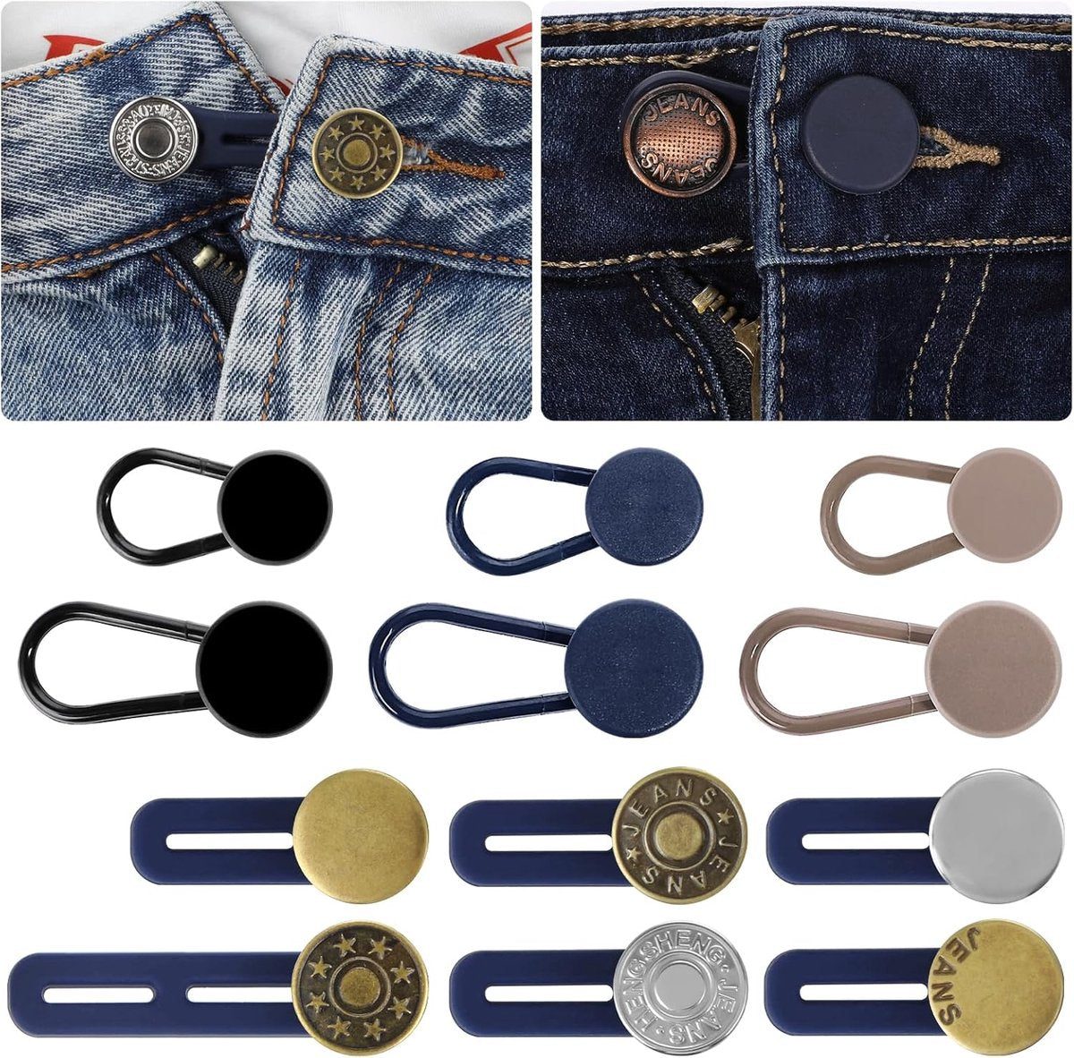 Buttonhole Extender - 12 Pieces - Trouser Expander - 15-17 MM - Silicone - Jeans Trouser Expander - Button Expander - Trouser Buttonhole Extender - Jeans Buttons - Trouser Elastic - Trouser Widening Button - Maternity Trouser Expander - Buttonhole Elastic