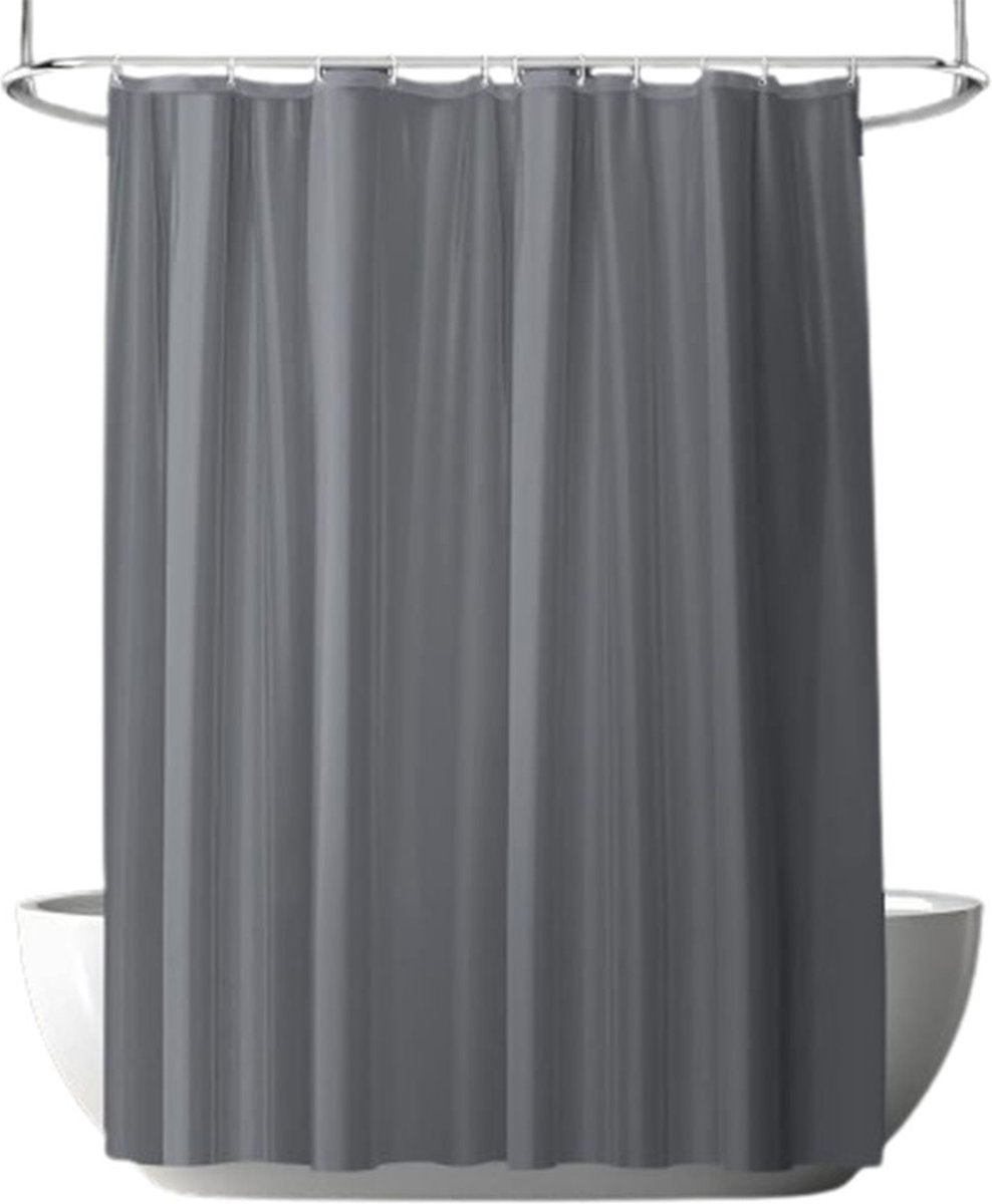 Anti-Mold Shower Curtain - Solid Color - Waterproof - Peva - Shower Curtain 180x200 Cm - Washable - Shower Curtain - Dark Grey - With 12 Shower Curtain Hooks