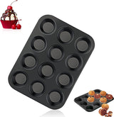 Muffin Pan - 12 Muffins - Cupcakes - Cupcake Molds - BPA Free - Non-Stick - Cooking & Baking - Reusable - Baking Pans - Oven Safe - Black