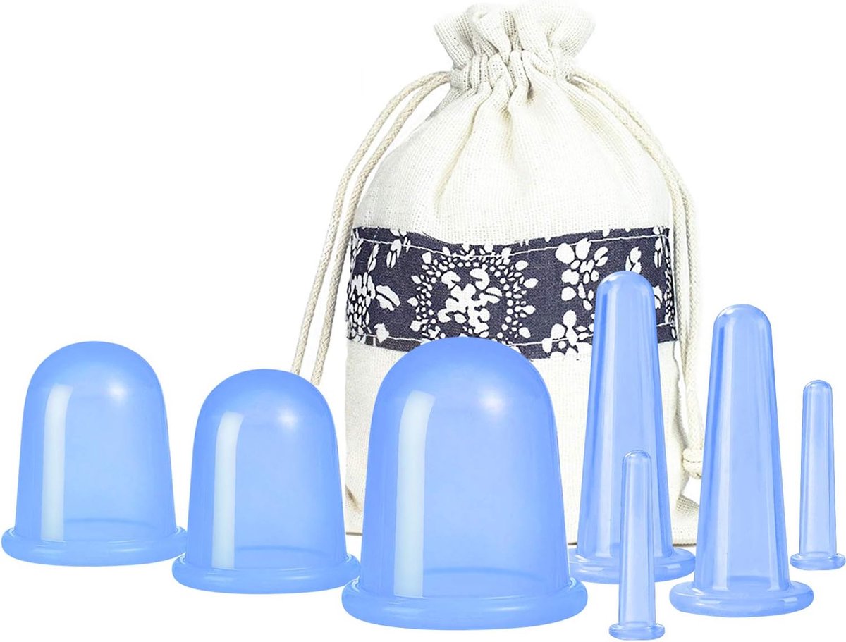 Cellulite Cups - Cupping For Cellulite - Premium Quality Cupping Set (7-Piece) - Cupping Cups - Full Body - Cupping Cups Massage - For Face, Arms And Legs - Blue - Vacuum Silicone Cupping Set - Anti-Orange Peel - Anti-Cellulite Massage