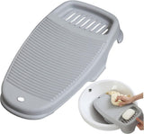 Washboard - Mini Hand Washboard - Underwear Washboard - Washboard for Children - Non-slip - Household Use for Students - Used for Washing Clothes and Small Items by Hand - Perfect for Washing Clothes and Socks - Plastic - Grey