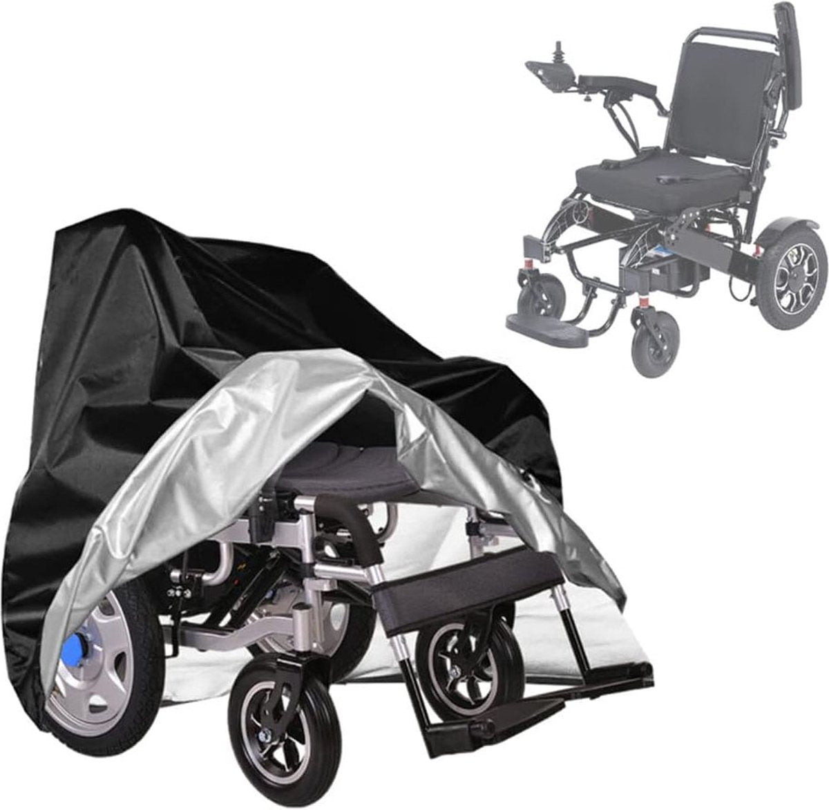 Wheelchair Protective Cover - Universal - Wheelchair Cover - Premium Wheelchair Cover - 130 x 115 x 75 Cm - With Drawstring - Mobility Scooter Protective Cover - Rain Cover - Waterproof - Wheelchair - Black