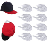 Cap Rack Set of 8 - Wall Cap Holders - Cap Hooks - With Screws and Tape - Two Installation Methods - Cap Rack Coat Rack - Cap Rack Storage System - Cap Storage Bag - Hat Holder - Cap Organizer - Double Suspension - White