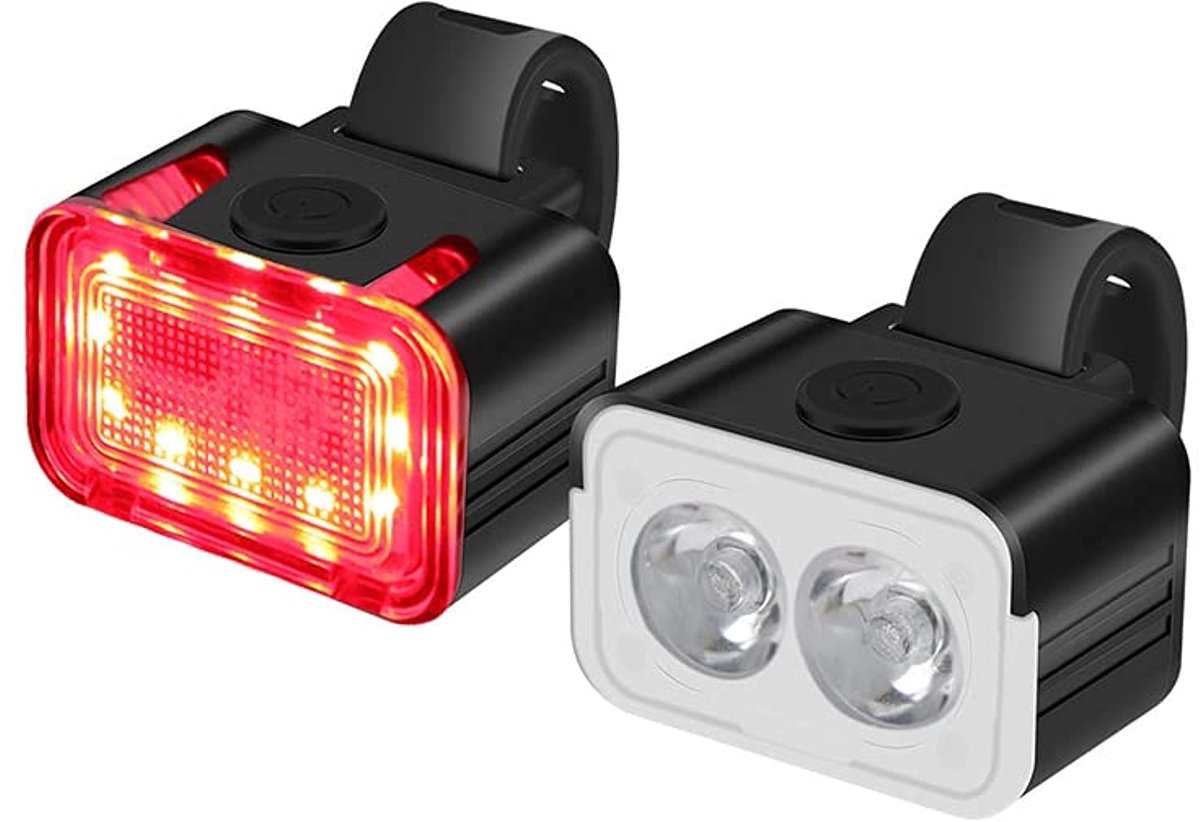 LED Bicycle Lighting - 2-piece - Front Light Rear Light - Bicycle Lamp - Small Bicycle Light - Bicycle Lights - Bicycle Lights - Waterproof / USB Rechargeable - Easy Installation - for Night Cycling/Back to School
