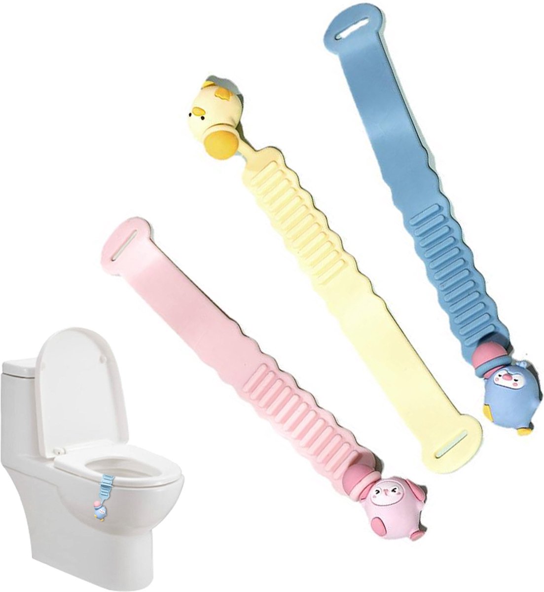 Toilet Seat Lifter Rings - 3 Pieces - Toilet Seat Lifter - Toilet Seat Lifting Device Touch - Toilet Lid Handle - Toilet Bowl Seat Lifter - Toilet Accessories - Hygienic Toilet Seat Lifting - Lid Handle - Multifunctional - Silicone - Hygienic