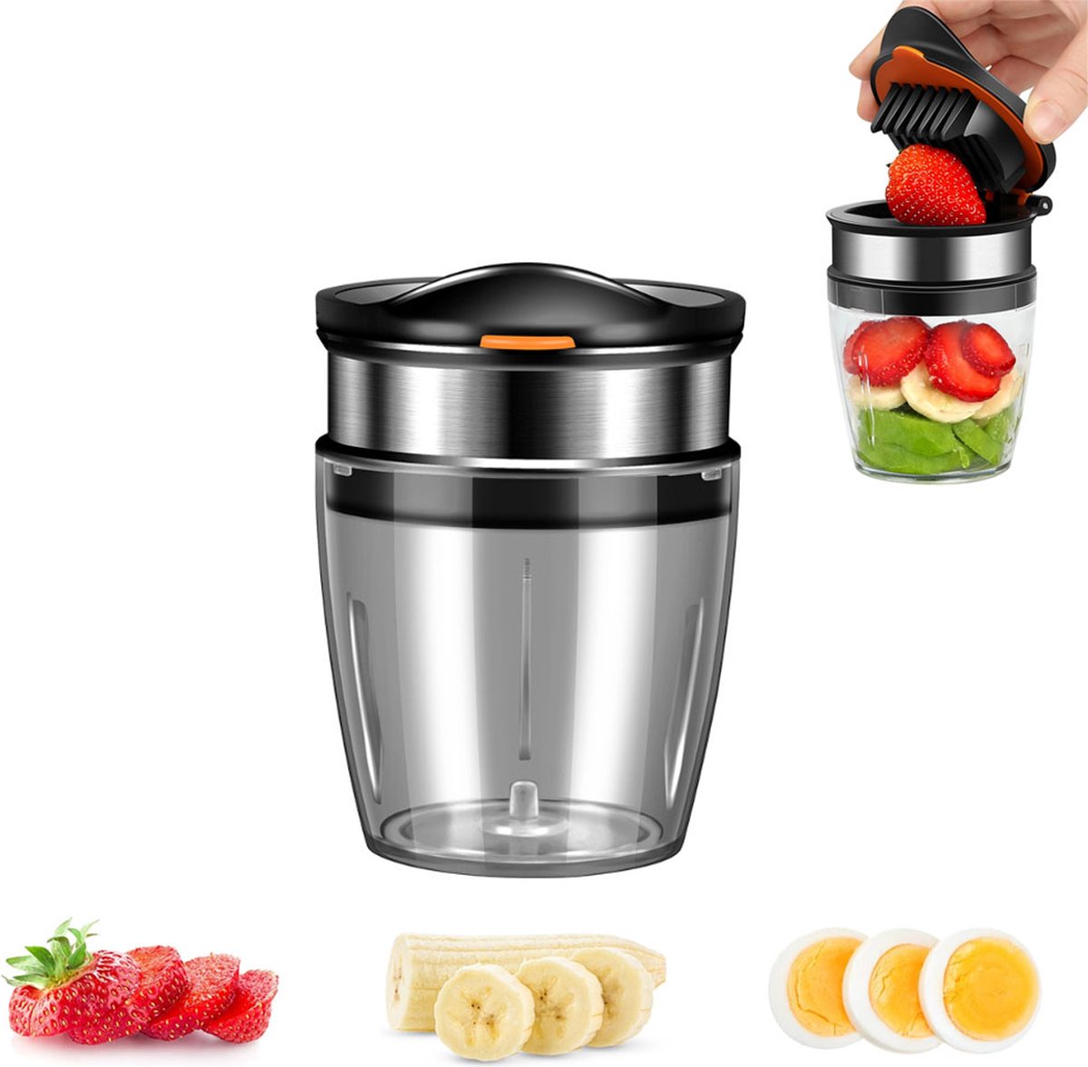 Fruit Slicer - Vegetable Slicer - Fruit Divider - Strawberry Slicer - Banana Slicer - Date Slicer - Egg Slicer - BPA-Free - Kitchen Slicer - Fruit Cutter - Fruit Chopper - Manual Chopper - Suitable for Strawberries/Bananas/Red Dates/Eggs