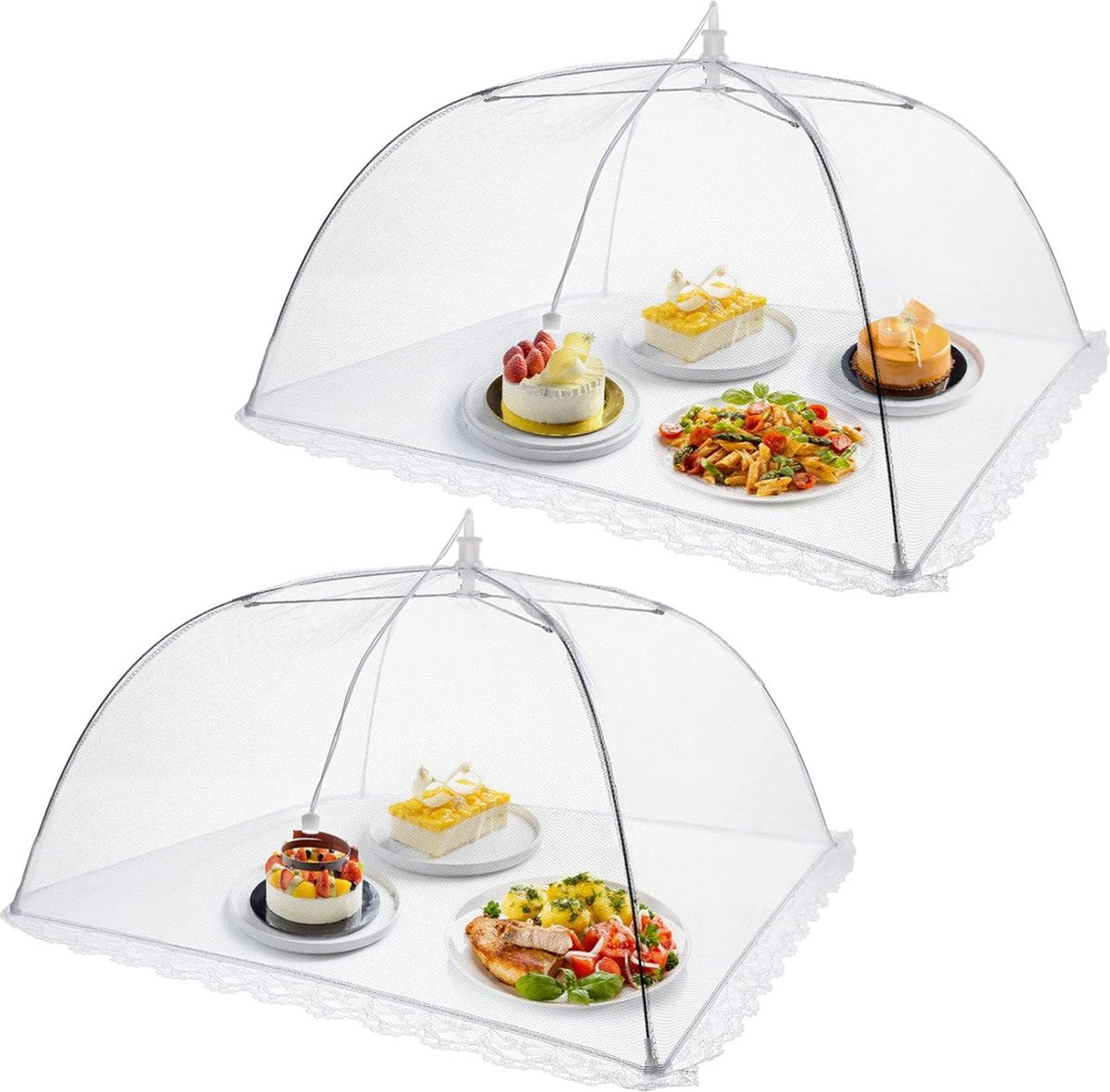 Fly Covers - Foldable Fly Covers 2 Pieces - Fly Cover - Flystopper - Foodcover - Pop Up Insect Net - Fly Covers/Insect Covers - For Barbecues, Picnics and Indoors - Protection Against Flies and Wasps - 35 x 35 x 22 cm