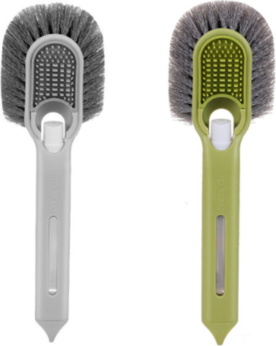 Shoe Cleaning Brush - Shoe Brush - Set of 2 Multifunctional Liquid Shoe Brushes - Refillable - Cleaning - Brush - Brush for Shoes - Shoe Care - Soft with Liquid Box