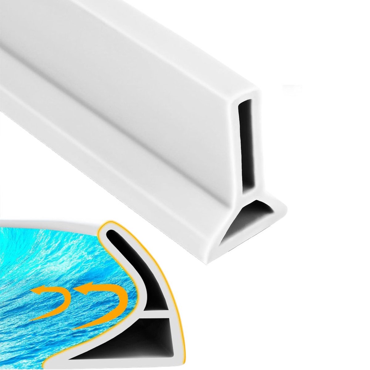 Shower Water Stopper - Self-Adhesive Shower Water Barrier - Shower Threshold - Water Threshold - 2 Meters - With Adhesive - Silicone - Sanitary Water Stopper - Anti-Water Strip - Water-Repellent Strips - Sealant Edge - Bathroom Water Threshold - Leak-Proo