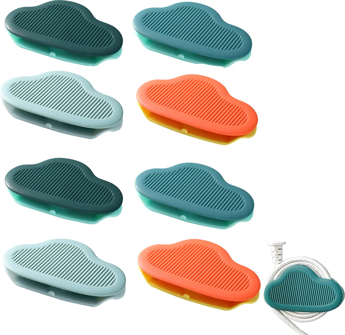 Cable Clips - 8 Pieces - Wire Organizer - Cable Holder - Cable Management - Cable Ties - Cable Organizer - Cable Organizer - Self-Adhesive - For Desk/Wall/Car/Office - For Headphones/Mouse/USB Cable
