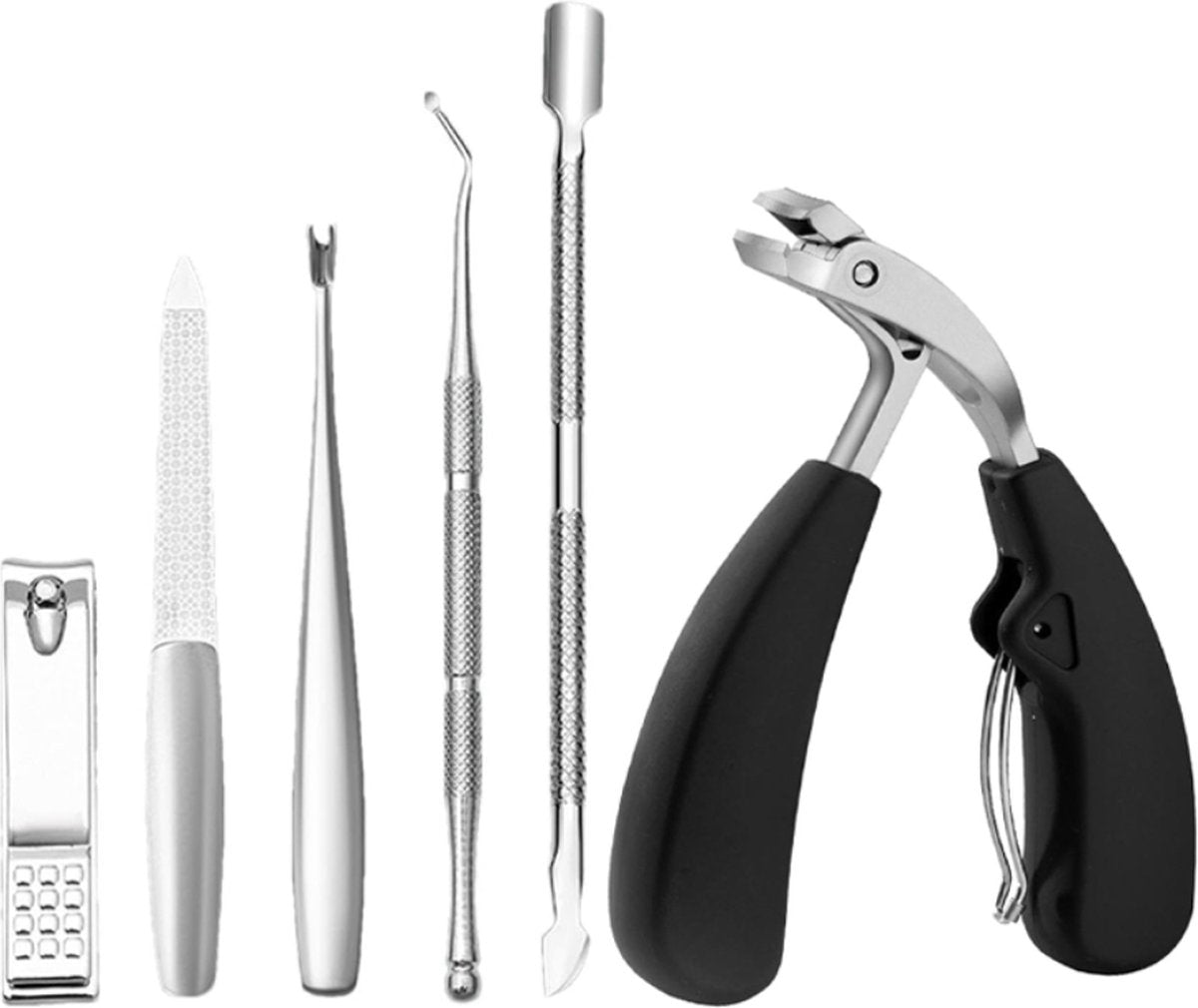 Nail Clipper Set with Nail File - Professional Nail Clipper - Nail Clipper - Toenails and Fingernails - Toenail Clipper - Nail Set for Fungal Nails - Ergonomic Design - For Thick Nails - 6 Pieces