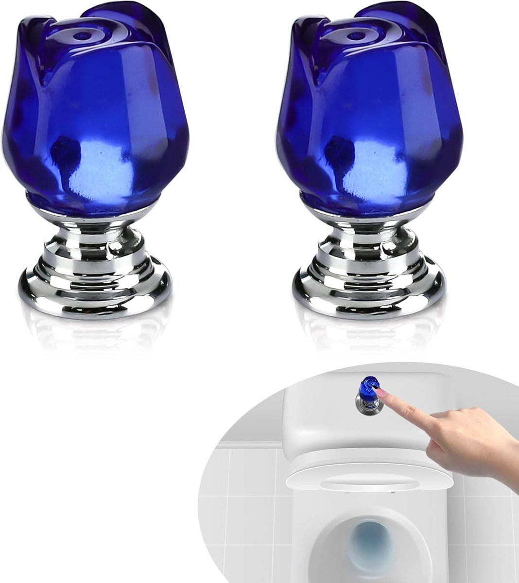 Main Control Panel - 2 Pieces - Shaped Toilet Tank Button - Toilet Press Tool - Toilet Control Panel - Suitable For Toilet, Home Bathroom - Toilet Push Button - Toilet Tank Button Aid for Laundry Room - Blue