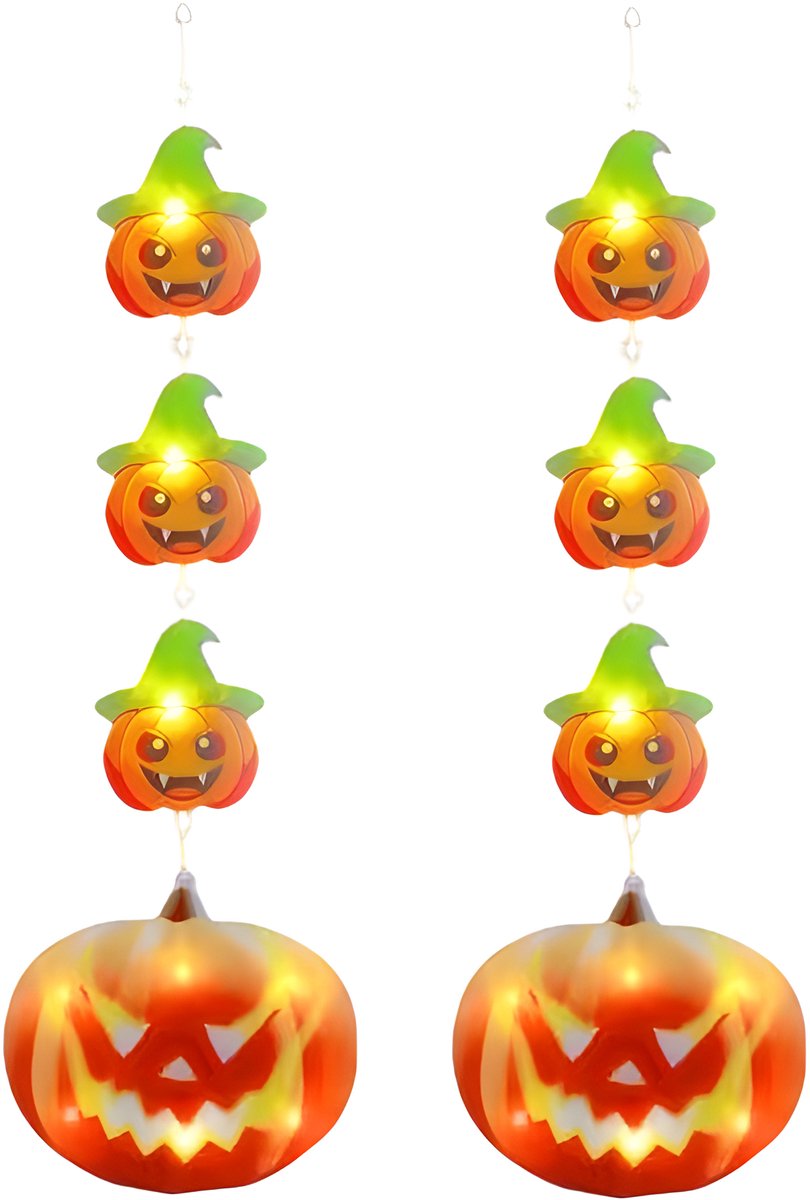 Halloween Decoration Window Lights - Orange Pumpkin Lantern Lights - Halloween Fairy Lights - 2 Pieces LED Indoor Autumn Decoration Pumpkin Christmas Lights - Halloween Outdoor Decoration - for Indoor Outdoor Garden Home Party Bar Decorations