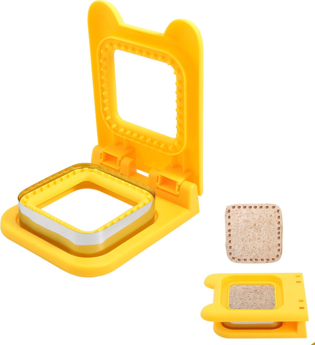 Sandwich Cutter - Sandwich Sealer - Cookie Cutters for Children - Decruster - Sandwich Tool - Sandwich Maker - Sandwich Tools - For Making Sandwiches Hamburger Cake - For Children Lunchbox - Stainless Steel - Yellow Square
