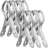 Clothes Pegs - 18 Pieces - Beach Towel Anti-Wind Pegs for Beach Chair - Stainless Steel - Large - Opening 6 Cm - Clothes Rack Pegs - Anti-Slip Clip - Skirt Clip - Quilt - Sheet - Bath Towel - Extra Long and Sturdy - Durable