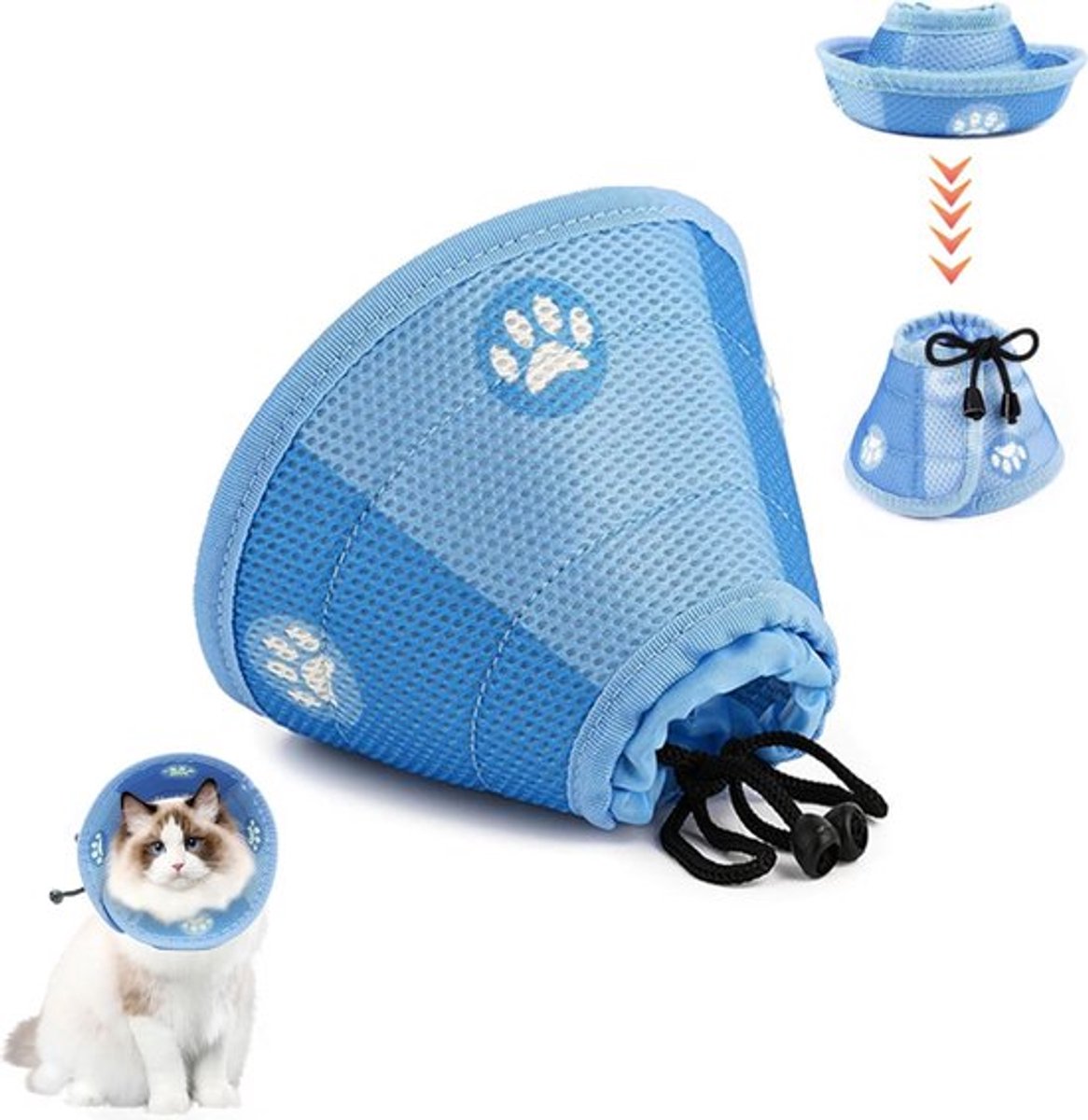 Cat collar - Cat recovery collar - Cat collar - Cat cone - Elizabethan Collars For Cats - Cat Collar - Adjustable - Soft - Size L - Blue
