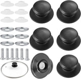 Handles for pot lids - Lid knobs - Replacement parts for cookware - Universal - Handles for pans - Screw-on accessories - Handles for pot lids - Suitable for pot lids and casseroles (black - 6-pack)