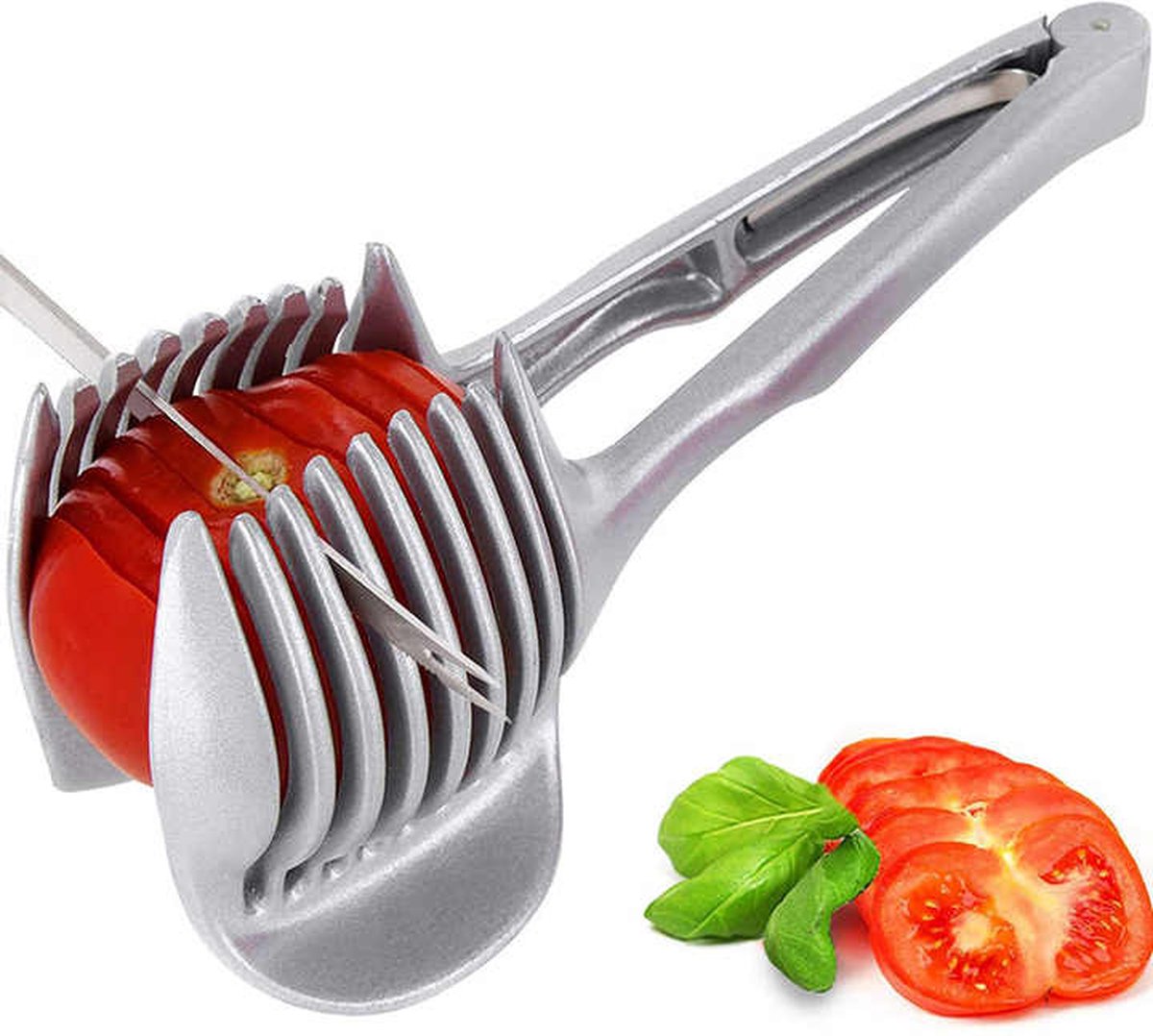 Tomato Slicer - Potato Slicer - Egg Slicer - Egg Slicer - Vegetable Slicer - Egg Slicer - Tomato Cutting Aid - Onion Slicer - Citrus Slicer - Tomato Tongs - Multifunctional - Kitchen Cutting Aid - Kitchen Tool - With Grip - Anti-Slip - Stainless Steel