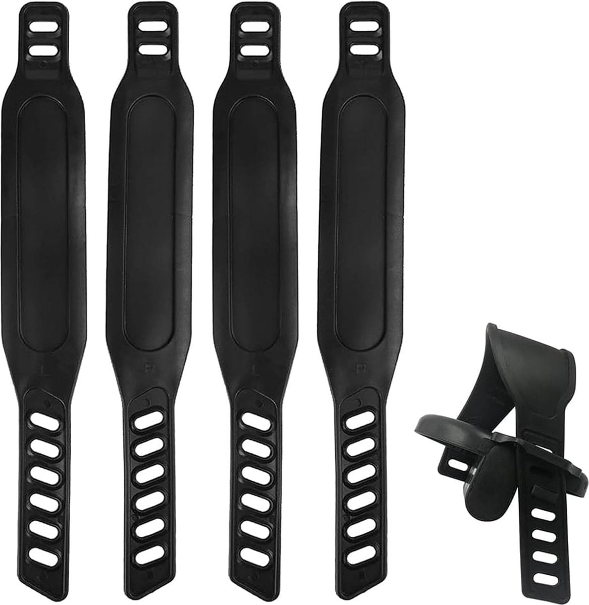 Bicycle Accessories - 2 Pairs - Bicycle Straps - Pedal Straps - Exercise Bike Pedal Straps - Rubber Pedal Straps - Adjustable Length Universal Pedal Strap - Rubber Anti-Slip Exercise Bike Parts - Strength Training Accessories - Black - Safety