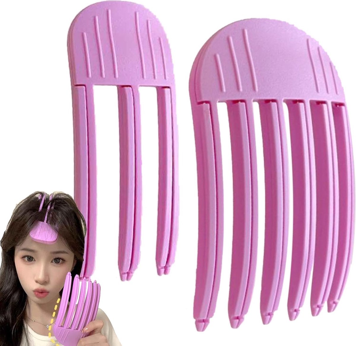 Hairdresser Hair Clips - Hair Root Clip - Sectioning Clip - Hair Clip with Artifact - Hair Root Hair Clip - Hairpin Without Traces - High Skull Top Fixed Forehead Hairpin Create Swollen Hair Roots - Pink - 2 Pieces