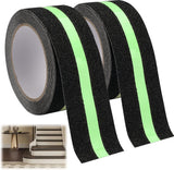 Anti-slip Adhesive Tape - 2 Rolls - Anti-slip Grip Tape - Safety Tape - Stair Tape - Anti-slip Adhesive Tape - Strips with Self-Adhesive - For Stairs Stairs Stairs Decking Indoors and Outdoors - Glows in the Dark - Black - 5 Cm X 5 M