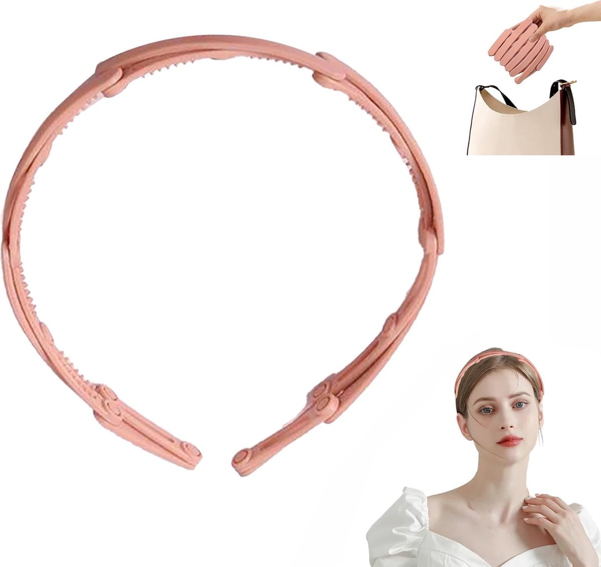 Headband - Tiara - Foldable and Scalable - Women's Headbands - Foldable Tiara - Foldable Headband - Pink - Women - Teens - Girls - Lightweight - Running - Athletic - Gym - Dance - Yoga - Hair Accessories