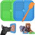 Dog Lick Mat - 2 Pieces - Dog Lick Mat with Suction Cup - Dog Toys - Dog Feeding Mat - Dog Slow Feeder - Cat Lick Mat - Dog Lick Pad - Anti-Gulp Food Bowl - BPA-Free - Dishwasher Safe - Blue and Green with Silicone Spatulas