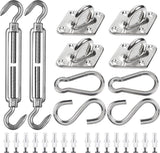 Shade Cloth Mounting Set - 42-Piece - Stainless Steel - Hardware Kit for Sun Sail - For Rectangular / Square Sun Shade Sails - Hammock Mounting Set - Shade Cloth Mounting Material