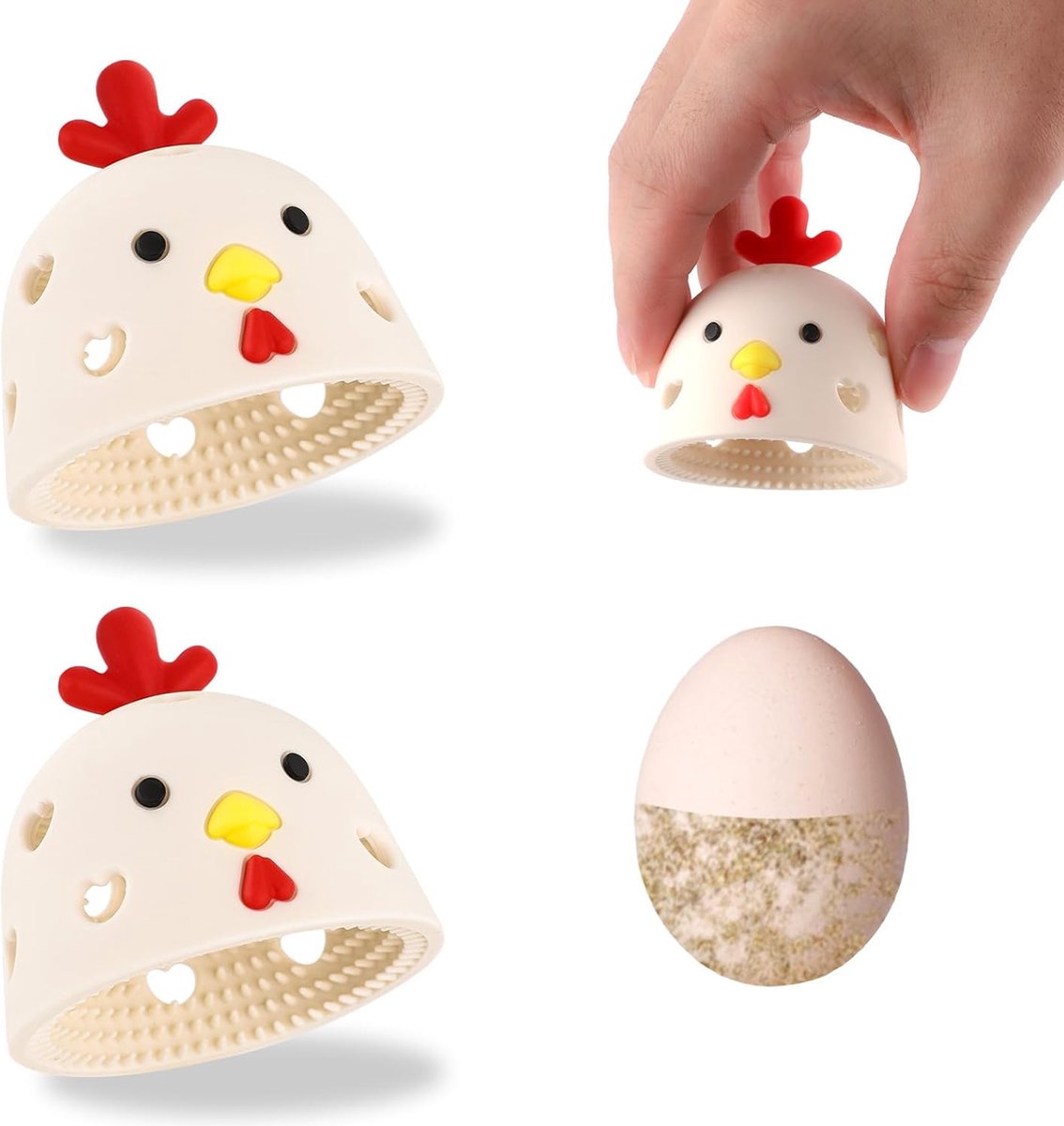 Egg Cleaning Brush 2 Pieces - Silicone Egg Brush Cleaner - Kitchen Accessories - Fresh Egg Brush Cleaner - Kitchen Brushes - Chicken Head Shaped Egg Brush Cleaner - Multifunctional Egg Scrubber - Reusable Egg Washing Tool For Fresh Eggs