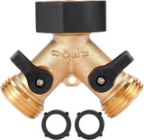 Y-Piece Tap - 3/4 - Tap Splitter - Water Distributor - Outdoor Tap - 2-Way Water Distributor – Brass - G 3/4" Water Distributor - With Accessories - European Taps - for Home and Garden Use