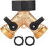 Y-Piece Tap - 3/4 - Tap Splitter - Water Distributor - Outdoor Tap - 2-Way Water Distributor – Brass - G 3/4" Water Distributor - With Accessories - European Taps - for Home and Garden Use