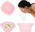 Cooling basin - Facial ice bath - Silicone facial cooling basin - Foldable silicone basin - Built-in ice tray - Portable basin - Cools the face - unclogs and soothes the skin (pink)