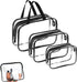 Toiletry Bag - Set of 3 - Transparent Toiletry Bag - Transparent Travel Set - Travel Toiletry Bag - Travel Bag - Make-Up Organizer - Cosmetic Bag Organizer - Make-Up Bag - Transparent Toiletry Bag - Waterproof - Hand - Hangable - Vacation - Travel - Women