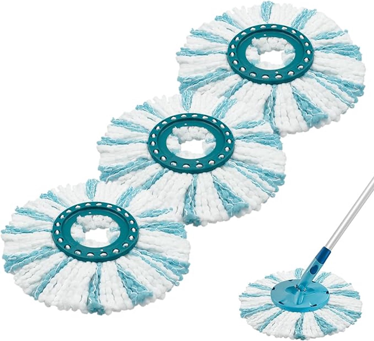3-Pack replacement mop heads - Replacement mop heads - Mop heads - Replacement microfiber - Dual fiber system - High water absorption and dirt pickup - Suitable for all floor types
